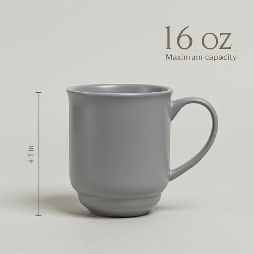 over&back Rim Stoneware Coffee Mugs (Gray / Mugs | 4 Pieces)