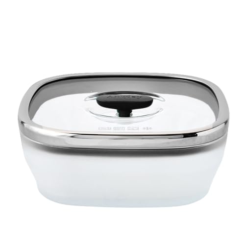 5.5 Cup Square Glass Food Storage with Lid (Black)