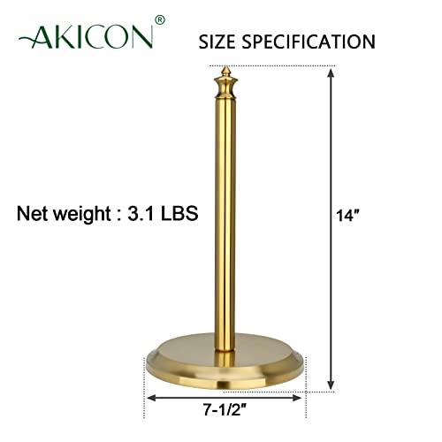Paper Towel Holder Stand for Kitchen Countertop & Dining Room Table (Brushed Gold / Classical)