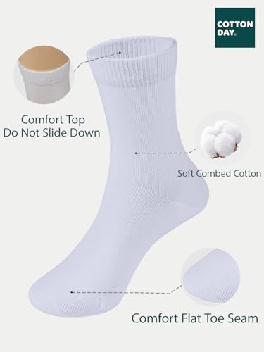 Unisex Kids Boys Girls Soft Cotton School Socks 10 (X-Large / White)