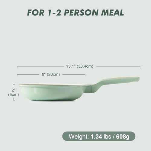 Nonstick Ceramic Frying Pan Skillet (8 Inch / Mint Green)