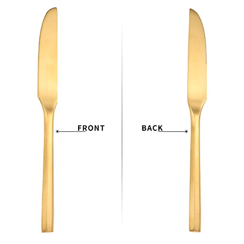 Matte Silverware Set Gold Flatware Set with Hexagon Handle 20 Pieces 18 (Matt gold)