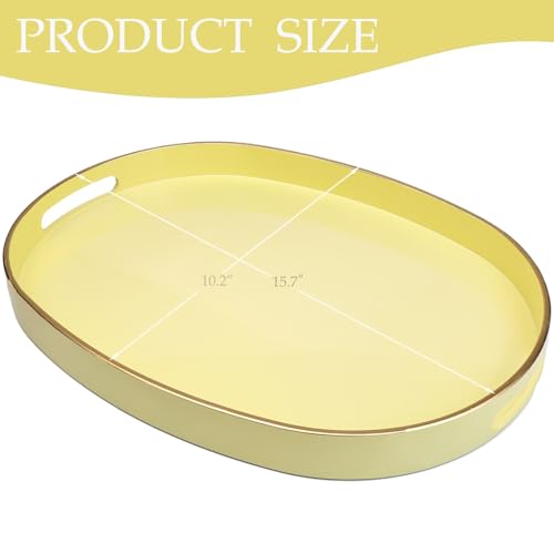 Yellow Plastic Serving Tray for Ottoman (Oval Yellow / 15.5" x 10.6" x 1.4")