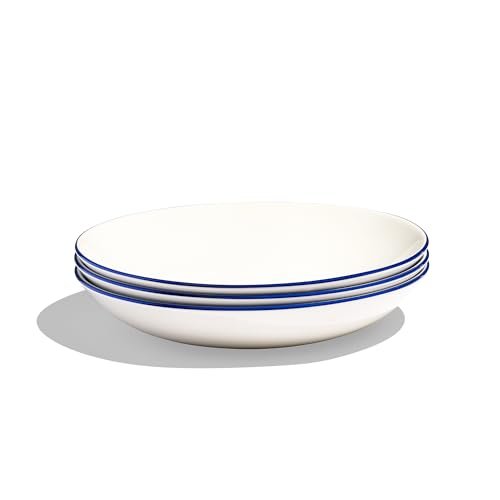 Cookware Set of 4 (4-Piece / White w/ Navy Rim)