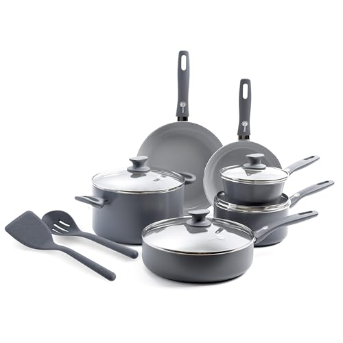 Dover Healthy Ceramic Nonstick (12 Piece Cookware Set / Gray)