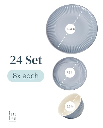 24 Piece Stoneware Dinnerware Set for 8 (Hygge / Gray Blue / Set for 8 (24pcs))