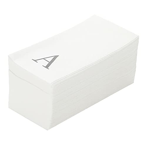 Paper Rectangle Silver Letter A Linen (Silver / 50 Count / A)
