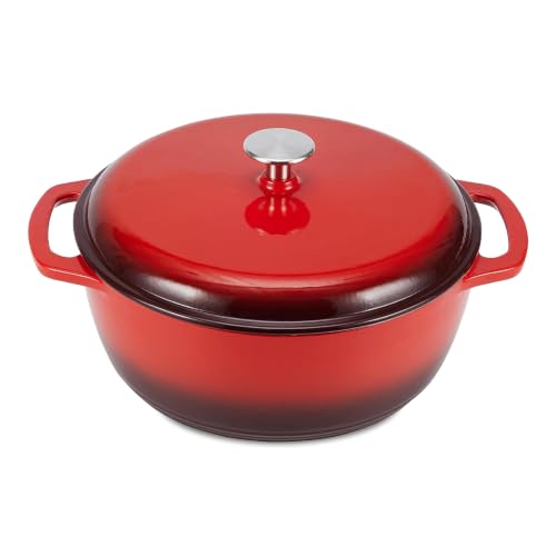Enameled Cast Iron Dutch Oven Pot with Lid (Red / 4.3-Quart)