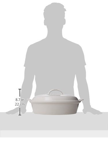 Stoneware Heritage Covered Oval Casserole (White)