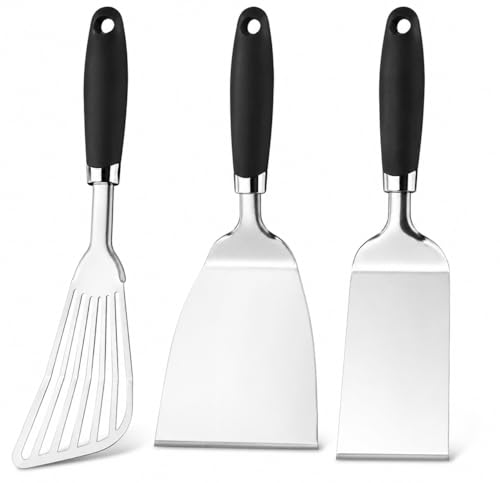 3 Piece Metal Spatula Set (Black-Metal Spatula 3 Pack)