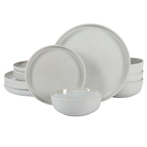 Tahoe Sunset 12 Piece Stoneware Reactive Glaze (Service for 4 (12pcs) / Tahoe Cream White)