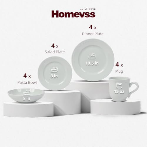 HomeVSS 16 Piece Pearl Dots Stoneware Dinnerware Set