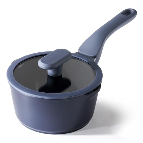 Ceramic Nonstick Saucepan with Lid (1.3 Quarts / Blueberry Mist)