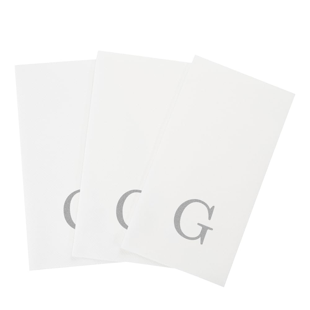 Paper Rectangle Silver Letter g Linen (Silver / 50 Count / G)