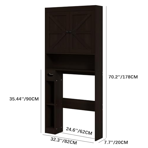 32.3''W Over The Toilet Storage Cabinet with Barn Doors (Espresso / Barn Doors Over Toilet Cabinet)