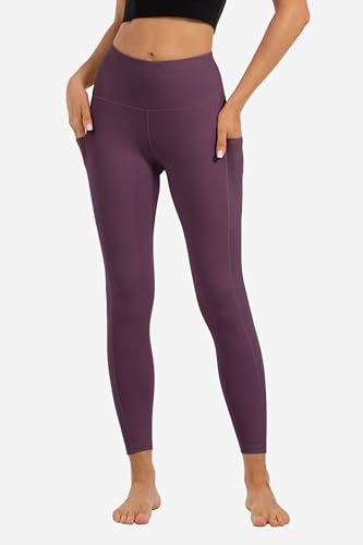Butt Lifting High Waist Leggings for Women Buttery Soft Yoga Pants with Pockets Moisture (X-Large / Maroon)