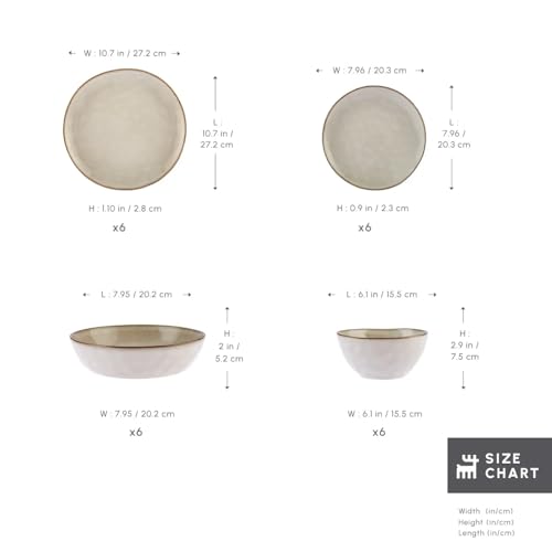 Aria Reactive Stoneware Plates & Bowls Sets (Aria 24-Piece Set)