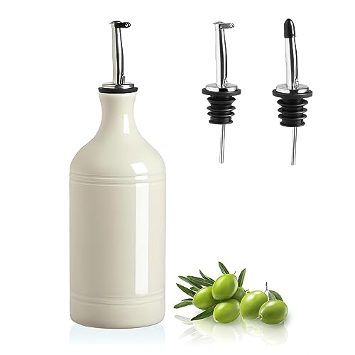 Sweejar Ceramic Olive Oil Dispenser Bottle (15.5 oz, Set of 1 / Beige)