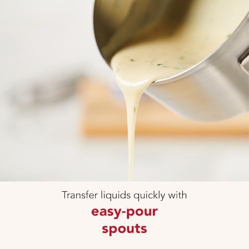 Stainless Steel Induction Sauce Pan with Pour Spouts (Brushed Stainless Steel / 1 Quarts)