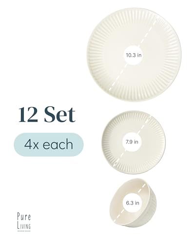 12 Piece Stoneware Dinnerware Set for 4 (Hygge / Beige / Set for 4 (12pcs))