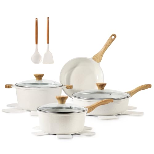 Nonstick Ceramic Cookware Set (White)