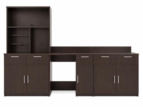 2 Door Kitchenette Cabinet with Upper Hutch (90" W – 2 Doors + Fridge + Hutch)