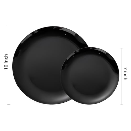 200PCS Black Plastic Plates (Black / 200 PCS)