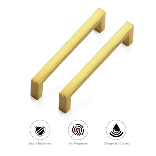 Gold Cabinet Handles Solid Cabinet Pulls (Gold / Flat Black 3-3/4'' Hole Center)