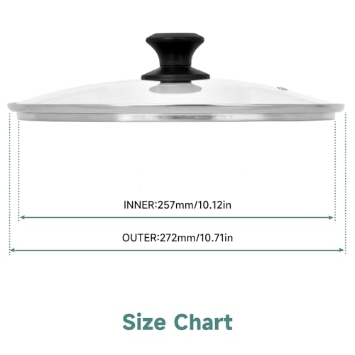 10.25 In Glass Lid for Frying Pan (10.25 in / Black / Round)