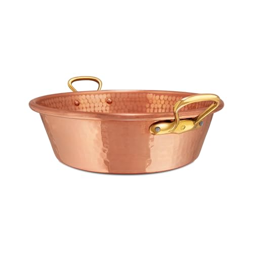 M'Passion 1.2mm Hammered Copper Jam Pan With Brass Handles (17.3 Quarts / Copper)