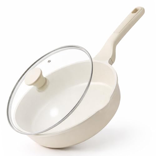 Nonstick Ceramic Skillet with Lid 10 (Antique White / 10-inch/3.5QT)