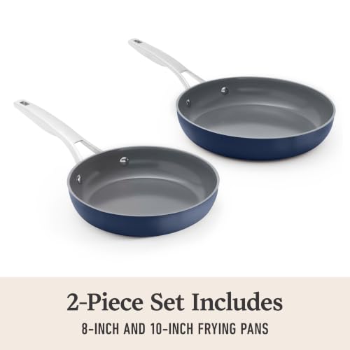Premier Ceramic Nonstick 8" and 10" Frying Pan Set (2-Piece Set / Midnight Blue)