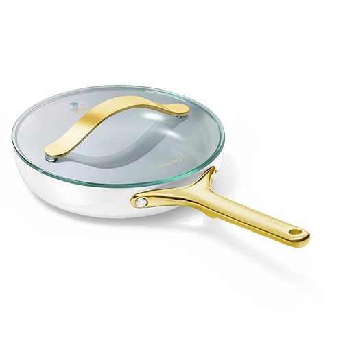 Non Stick Ceramic Frying Pan with Glass Lid (1x 10.5 IN / White)
