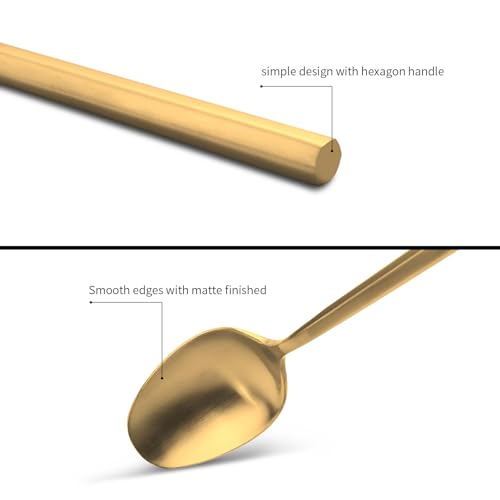 Matte Gold Silverware Set Hexagon Handle 60 (Matte Gold / 60 Pcs)