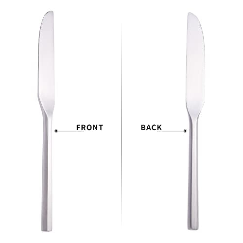 Matte Silverware Set Silver Flatware Set with Hexagon Handle 20 Pieces 18 (Matt silver)