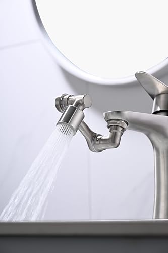 Universal 1080° Swivel Bathroom Faucet Extender Rotating Faucet Attachment Adapter for Kitchen Sink Brushed Nickel