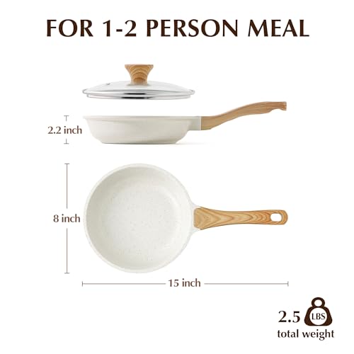8Inch Nonstick Ceramic Frying Pan with Lid