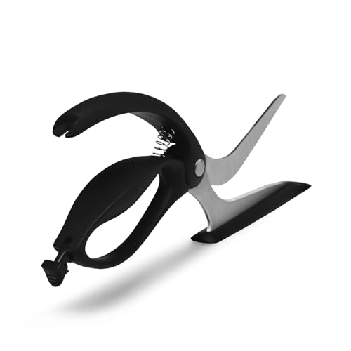 Scizza 2-In-1 Easy Ergonomic Pizza Scissors with Stainless Steel Pizza Cutter Blades & Non-Stick Slice Server - Black