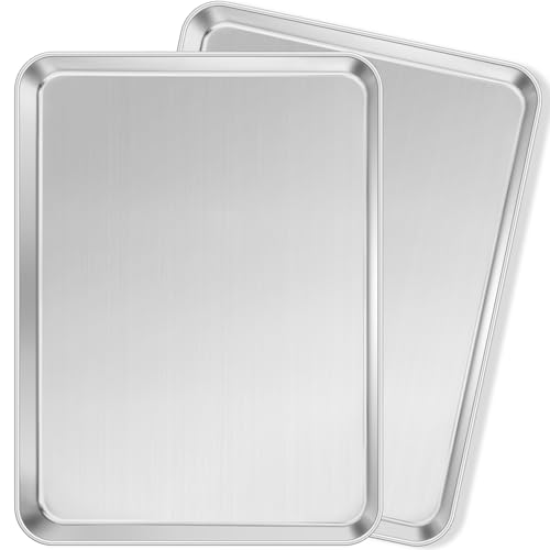 Non Toxic 17x13IN Half Stainless Steel Baking Sheets Pan (2 Count)