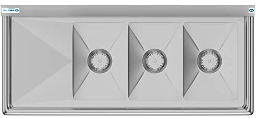 SC101410 12L3 3 Compartment Stainless Steel NSF Commercial Kitchen Sink with 1 Drainboard (1 Drainboard)