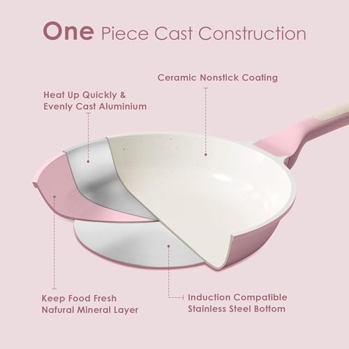 Nonstick Ceramic Cookware Set Large 13 (Blossom Pink)