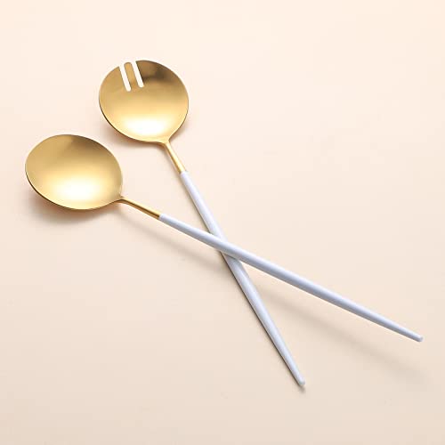 Salad Servers (White/Gold)
