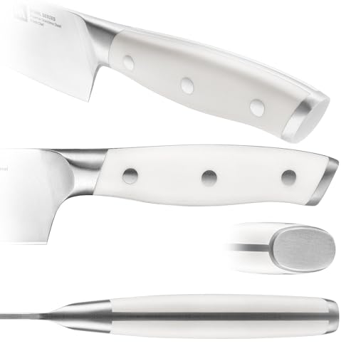 Stahl 8 Piece German Steel Kitchen Knife Block Set (White)