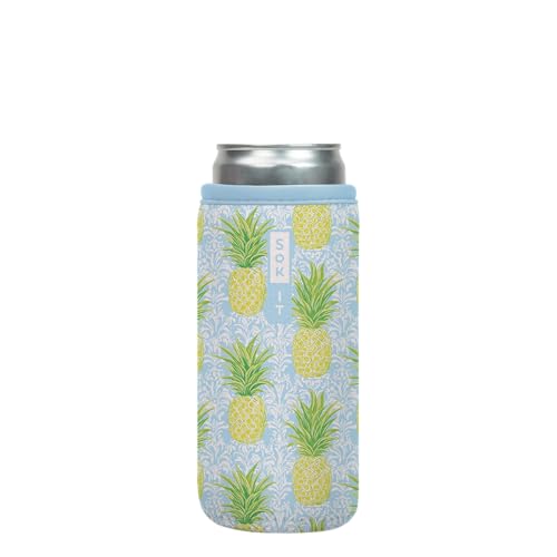 CanSok Sleeve for Beer & Soda Insulated Neoprene Cover (The Preppy Pineapple / 12oz Slim Can Sleeve)