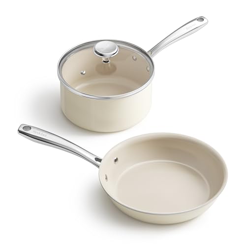 Nonstick Mini Cookware Set (Beige / 3pc Set)