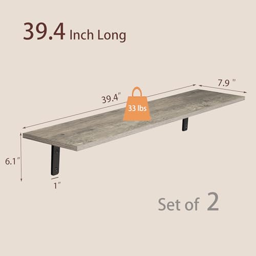 Long Wall Shelves (Grey Wash / 39.4 Inch)