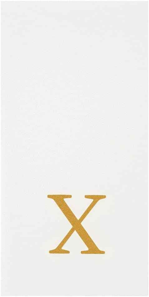 Luxenap 15.8 X 7.9 Inch Linen-Feel Guest Towels, 2000 Lettered Hand Towels - Gold Letter 'X', Sans Serif Font, White Paper Dinner Napkins, airlaid, For Restrooms And Tables - Restaurantware