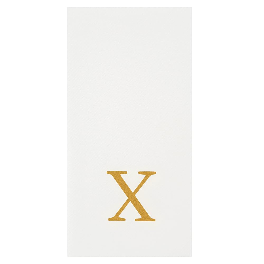 Paper Rectangle Gold Letter X Linen (Gold / 50 Count / X)
