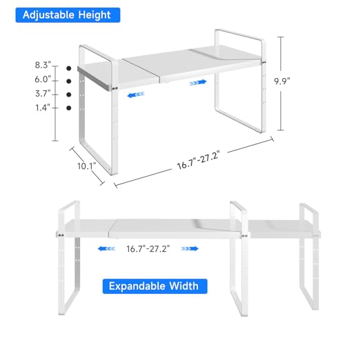 Expandable Cabinet Shelf Organizer (White Large)