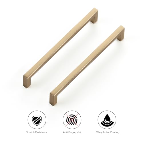 Champagne Bronze Cabinet Handles Cabinet Pulls 6 (Champagne Bronze / Flat Black 6-1/4'' Hole Center)